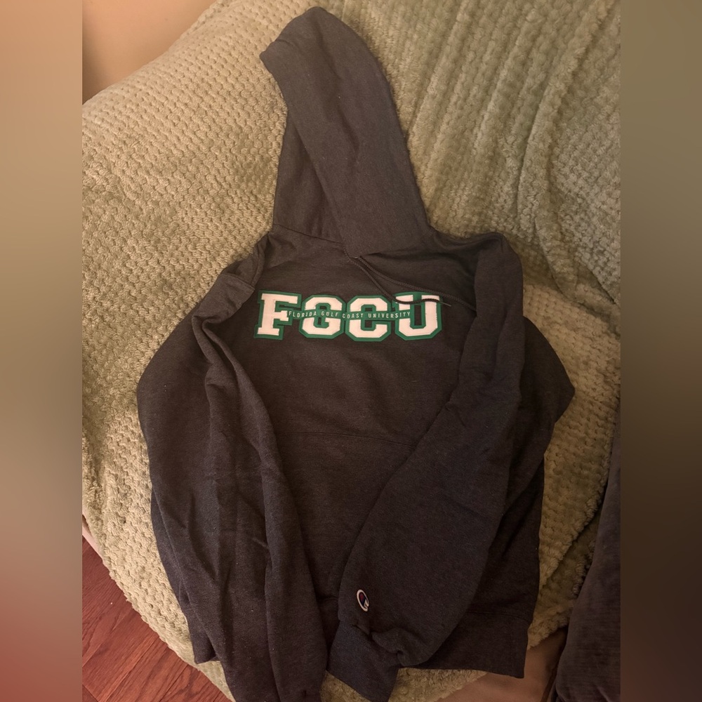 Dark Gray Hoodie with Green and White Logo